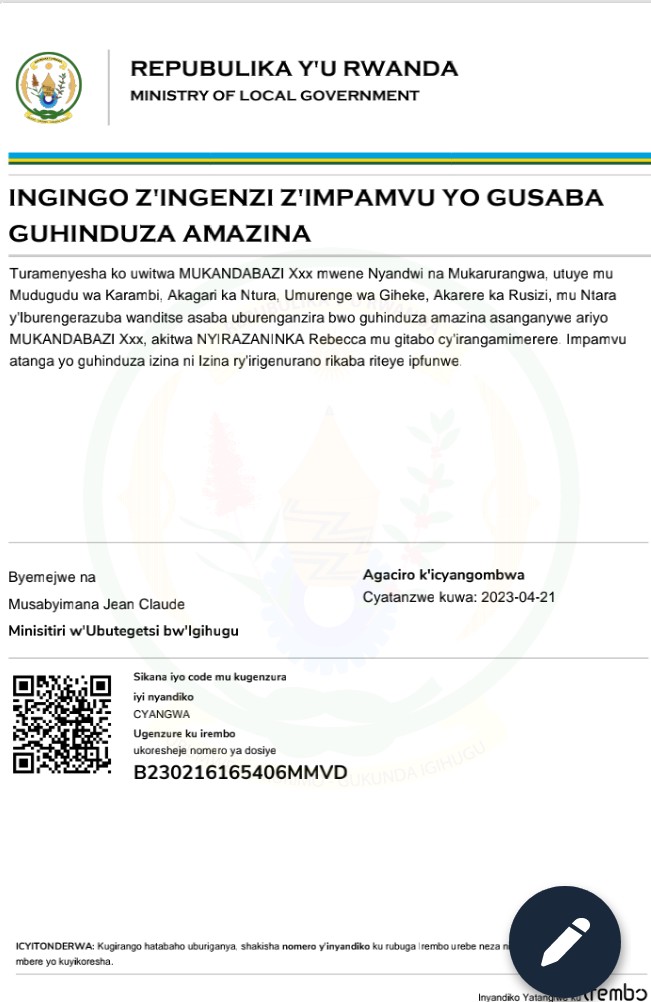 Gusaba guhinduza amazina
